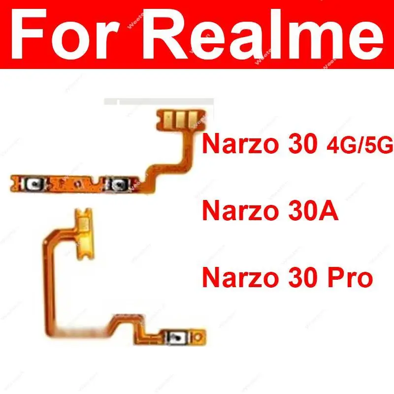 For Realme Narzo 30 Narzo 30 Pro Narzo 30A 4G 5G ON OFF Power Volume Button Flex Ribbon Side Keys Flex Cable Repair
