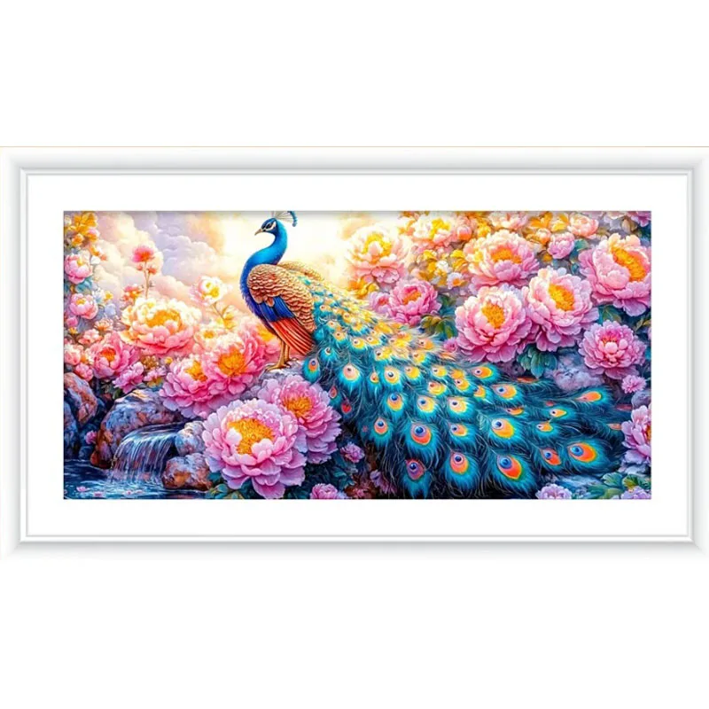 

9ct 190x100cm Peacock Embroidery DIY Chinese Style Printed Kits Cross Stitch Needlework Set Home Decor Crafts