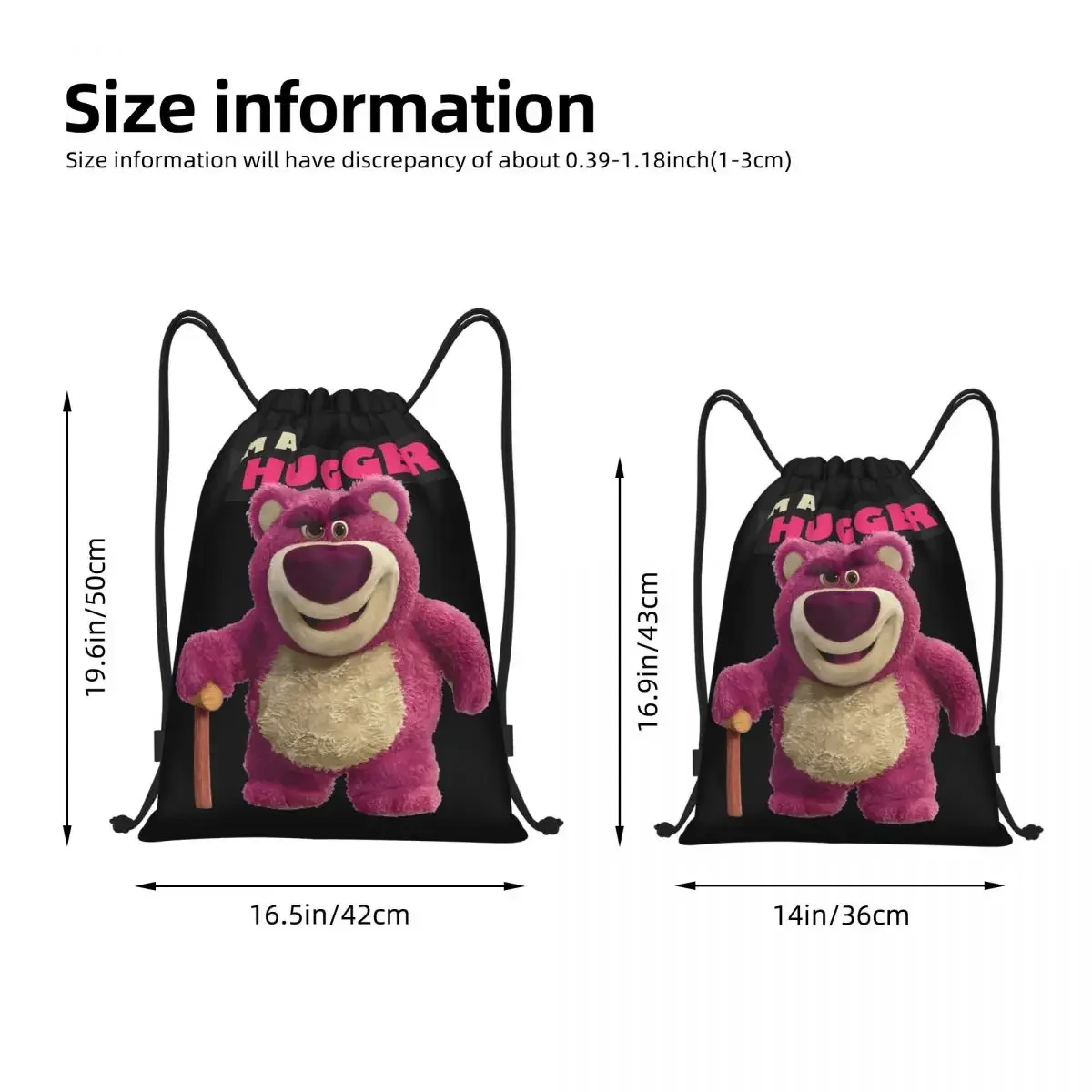 Toy Story Kids Movies Lotso Drawstring Backpack Sports Gym Bag String Sackpack for Yoga