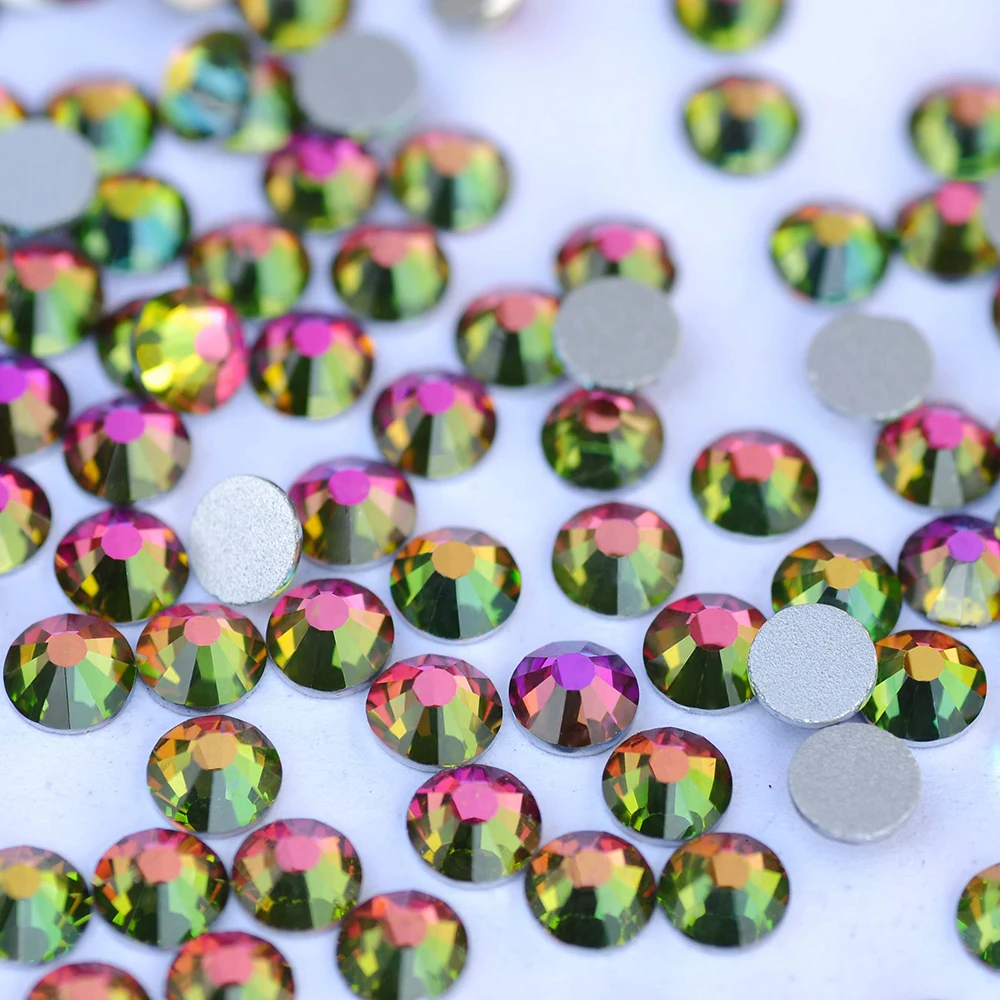PUBRILEX Glass Flatback Rhinestone Vitrail Medium Rainbow Crystal Cold Fix No Hotfix Strass Rhinestones for Garment Nail Art