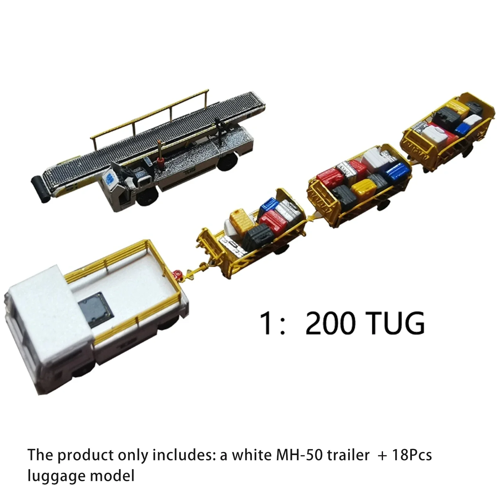 New 1:200 Airport Ground Handling MH-50 Trailer High Quality Luggage Transport System Car Model