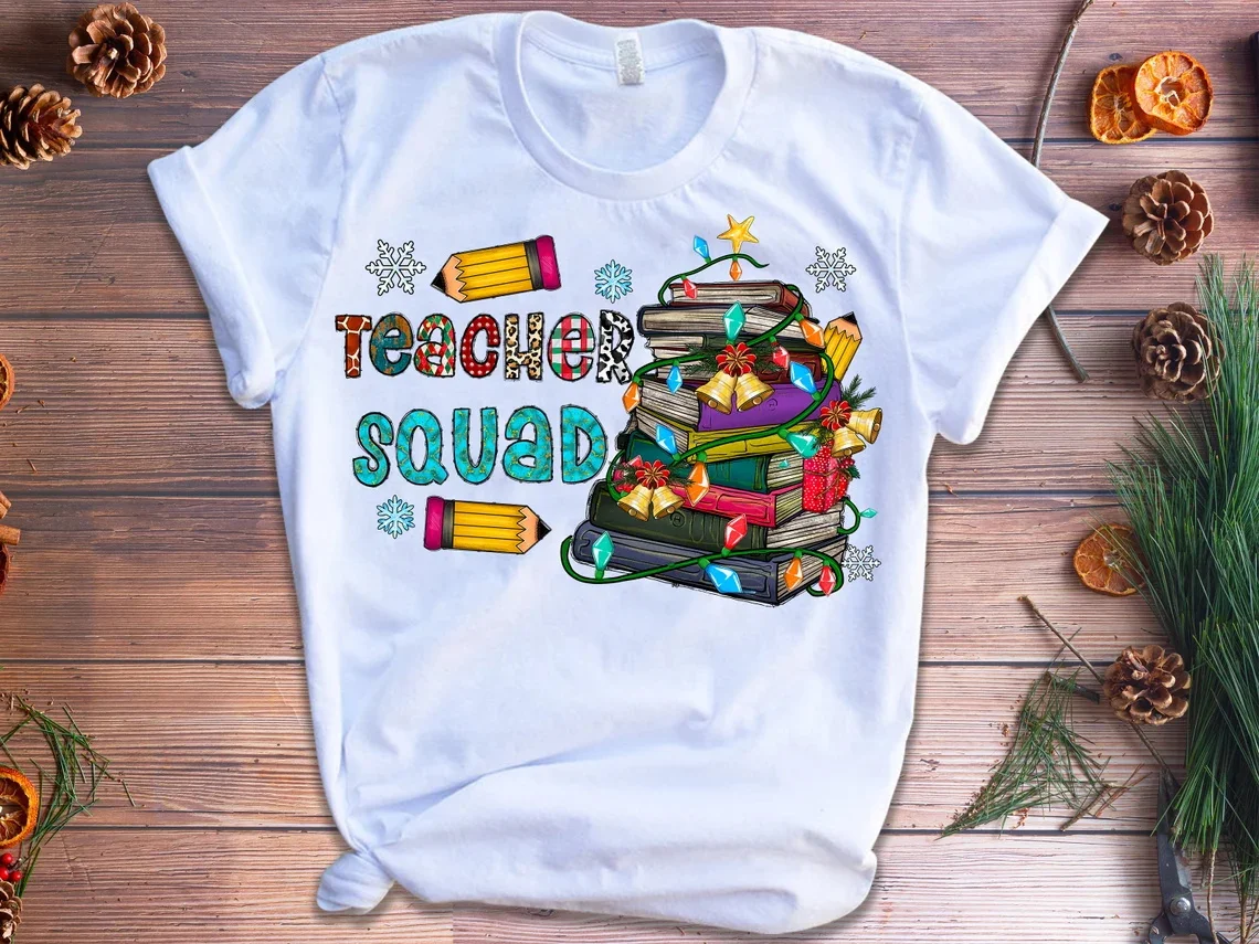 Camiseta con estampado gráfico de ciervos de Teacher Aquad para niñas, camiseta de enfermera de Navidad para mujer, camiseta de maquillaje de moda para mujer, envío directo