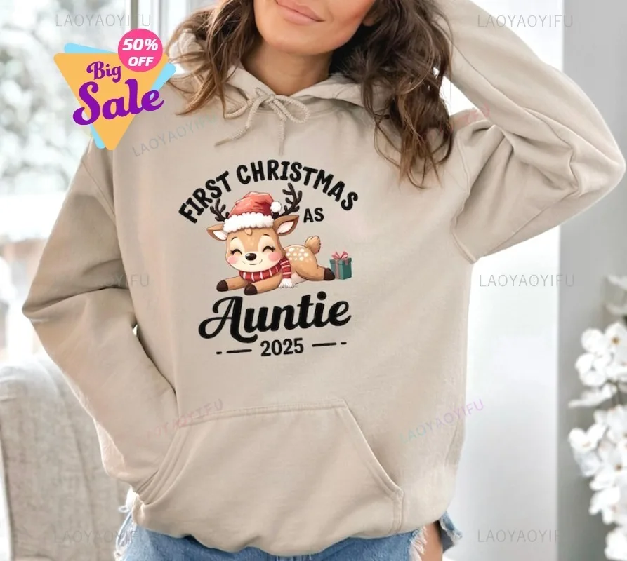 Cute Reindeer Holiday Sweater Xmas Hoodie Funny Pattern Reindeer Sweatshirt Women's Pullover Sweatshirt Men's Pullover Shirt