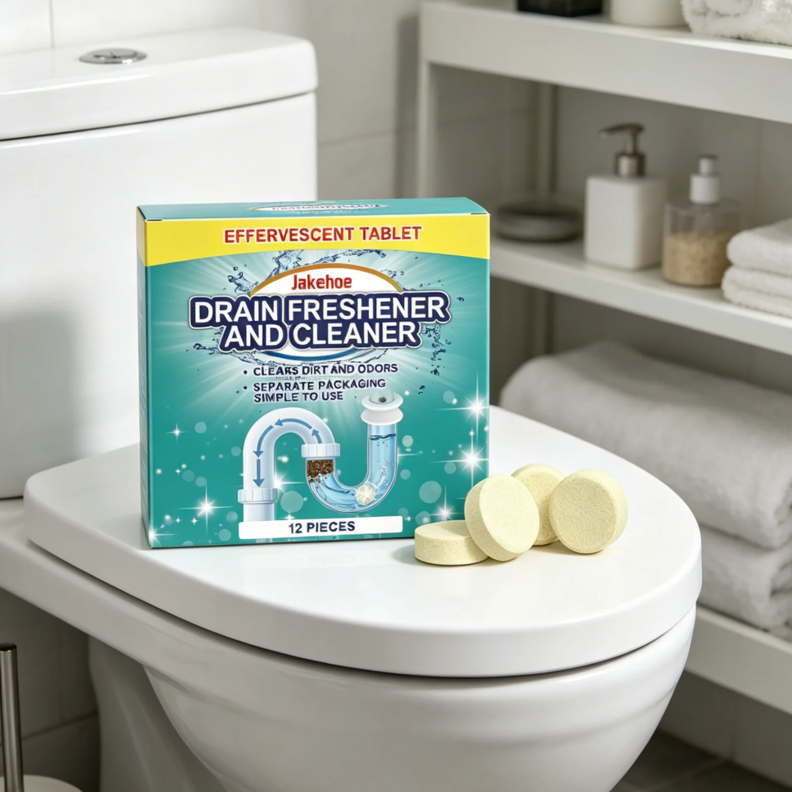 

Jakehoe Drain Cleaner Tablets Powerful Stain Removal Deep Cleaning Simple Operation Gentle Effervescent Drain Cleaner 12 Pieces
