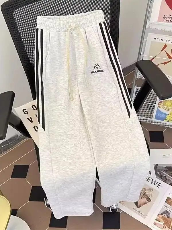 

Мужские повседневные брюки American Sle в полоску, свободного кроя, с широкими штанинами, весна-осень, модные, спортивные, универсальные, прямого силуэта