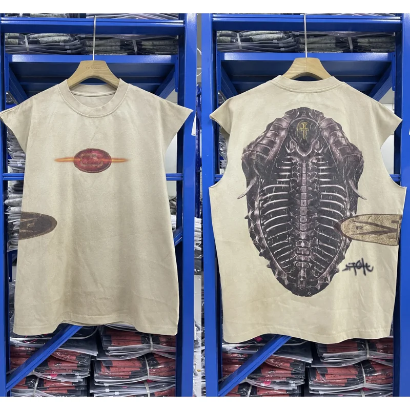 

Cactus Jack Sleeveless Vest High Street Hip Hop Skeleton Print Tshirts Women Men Utopia Tank Top Tee