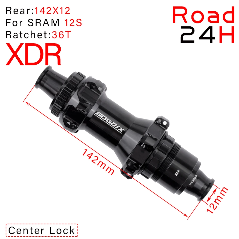 Road bike hub Center Lock disc brake hub 24 hole Thru Axle/quick release HG/XDR100*9 100*12 135*10 142*12 36T/60T ratchet system