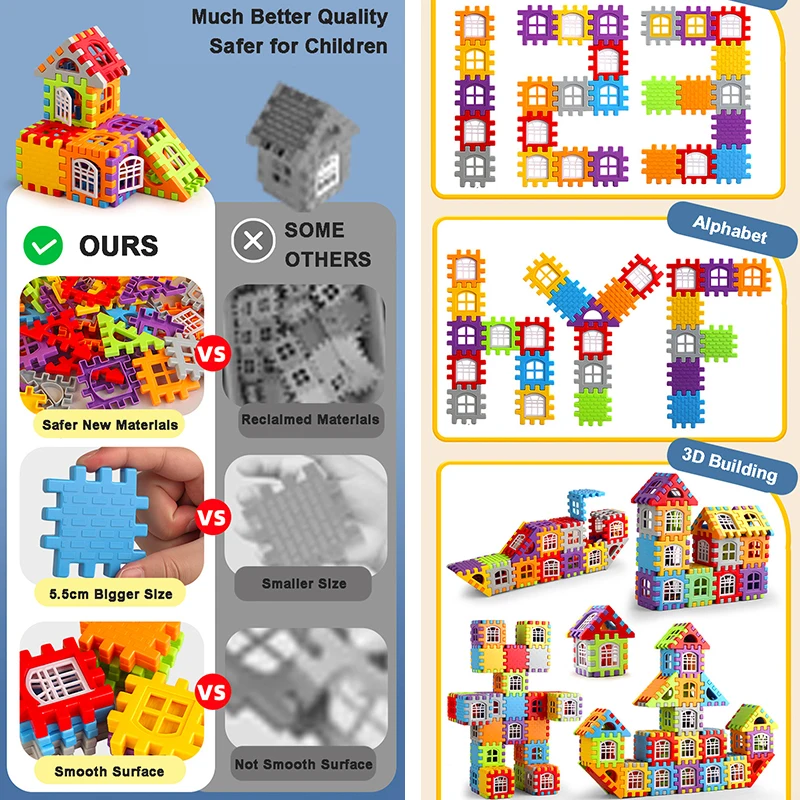 Bloques de construcción de montaje de casa DIY para niños con asiento pequeño, caja de almacenamiento, taburete, juguetes educativos, regalos de navidad