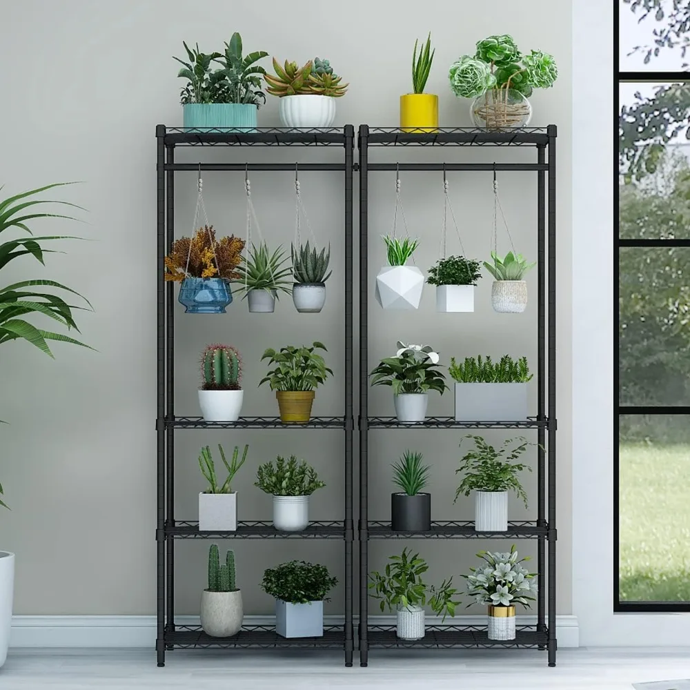 

4-Tier Plant Shelf Indoor Plants Outdoor, Large Multiple Flower Pot Holder Rack，Hanging Plant Stand 6pc Hooks ,Adjustable Stand