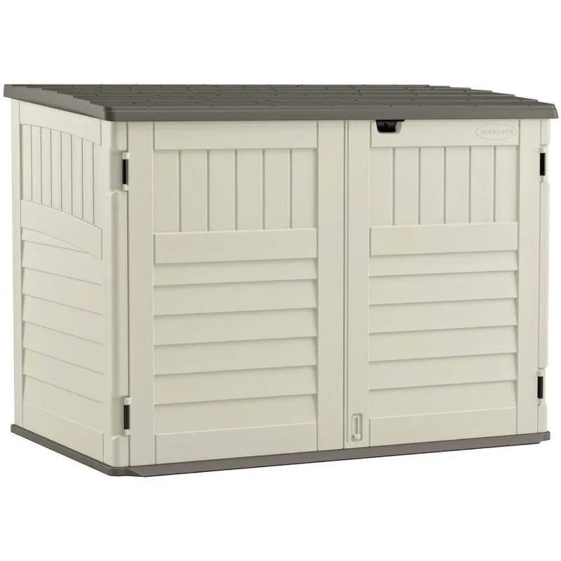 5.9 ft. x 3.7 ft Horizontal Stow-Away Storage Shed , Hinged Lid, Reinforced Floor - Vanilla and Stoney