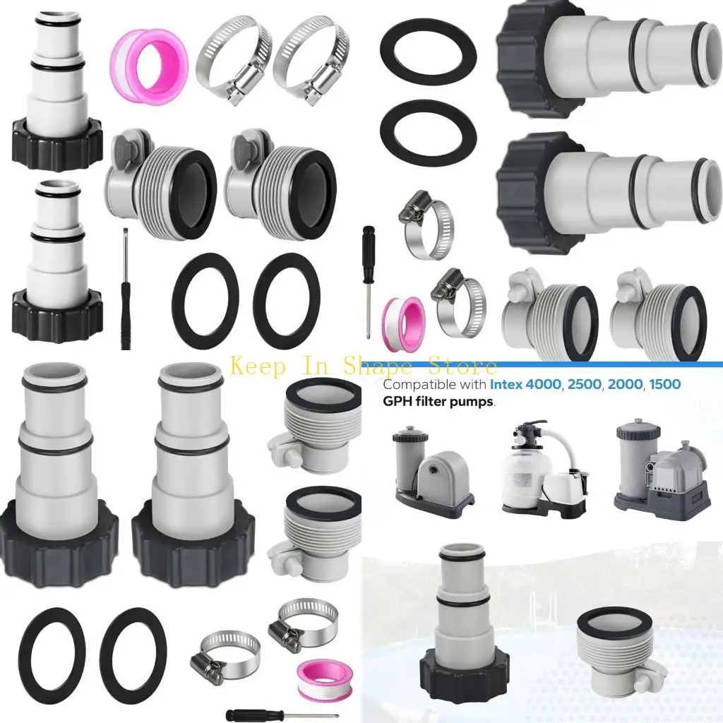 U1JC Universals Pool Hose Adapters Set Swimming Pool Hose Adapters Threaded Joint