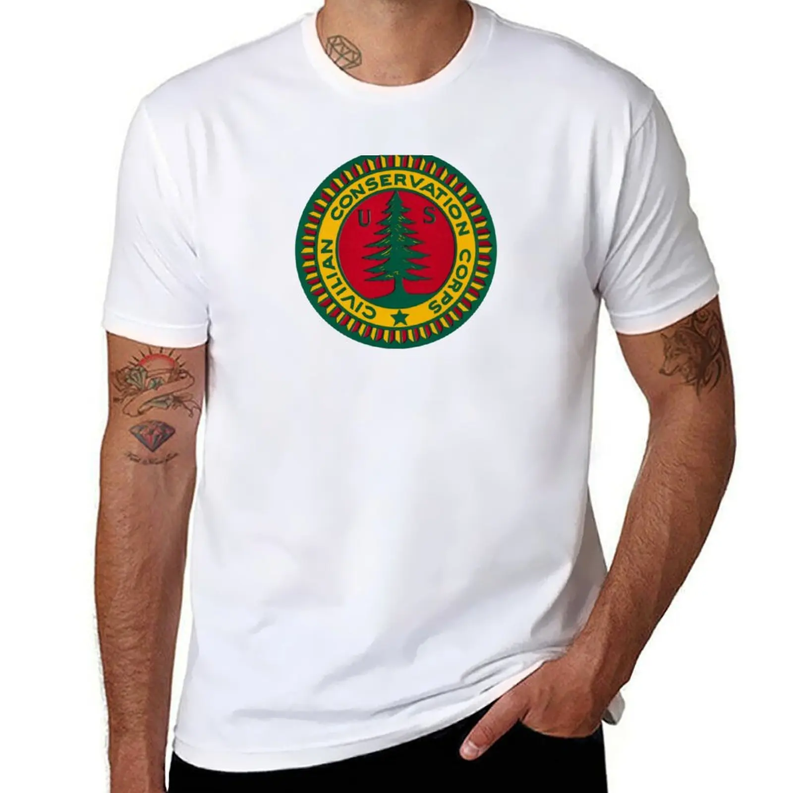 1930s Civilian Conservation Corps T-Shirt boys whites Short sleeve tee men t shirt