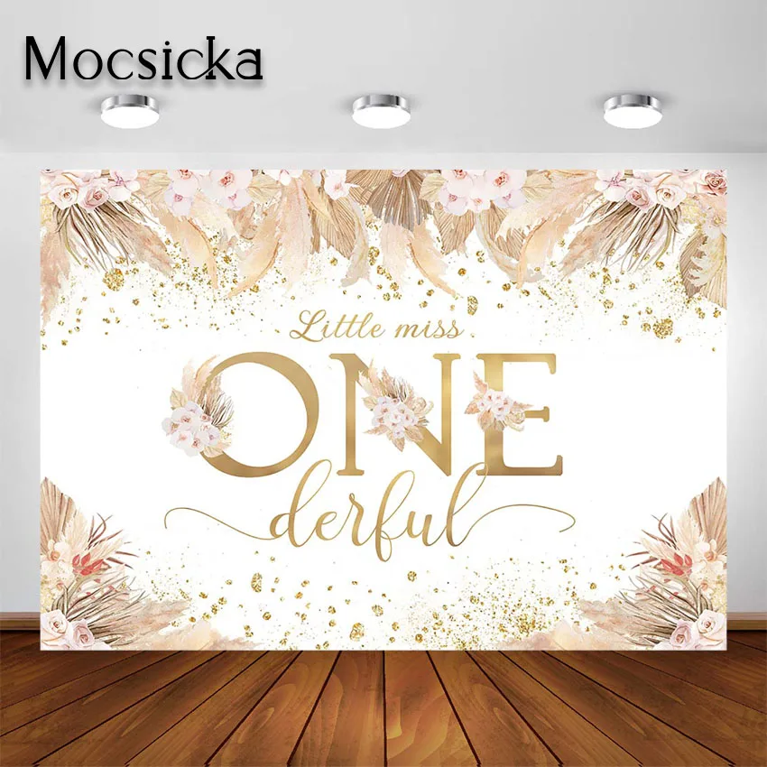 Avezano Boho 1st Geburtstag Hintergrund Rosa Pampas Gras Verpassen Onederful Party Hintergrund Böhmischen Ersten Geburtstag Party Dekorationen