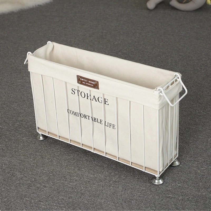 Nordic Iron Storage Baskets Large Narrow Dirty Laundry Baskets Seam with Wheel Laundry Basket Living Room Toy