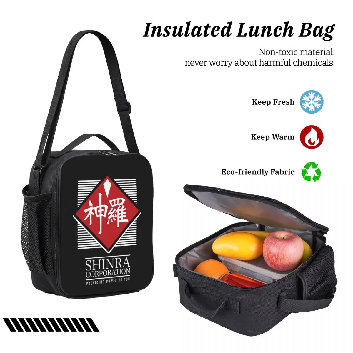 Final Fantasy VII Shinra FF7 Backpack Boys Girls BookBag School Bag Laptop Shoulder Bags 3ps Insulated Lunch Bag Pencil Case