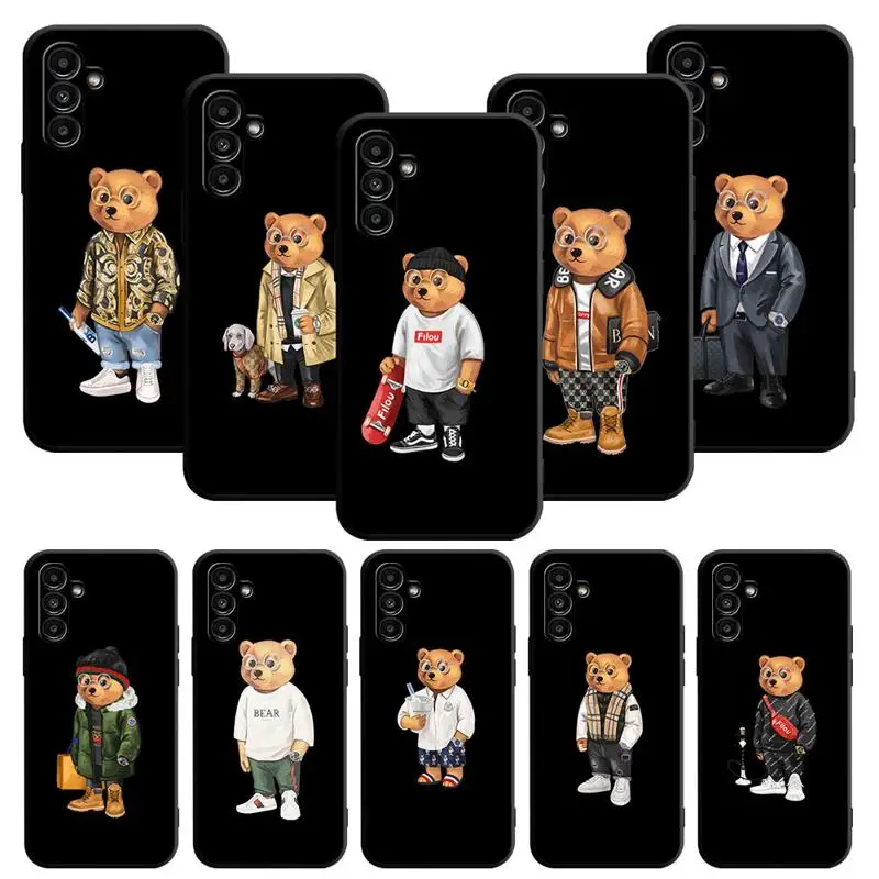 Case For Samsung Galaxy A52 A53 A12 A13 A54 A32 A51 A71 A23 A33 A21s A13 5G A22 A50 Soft Phone Case Luxury Brand Bear