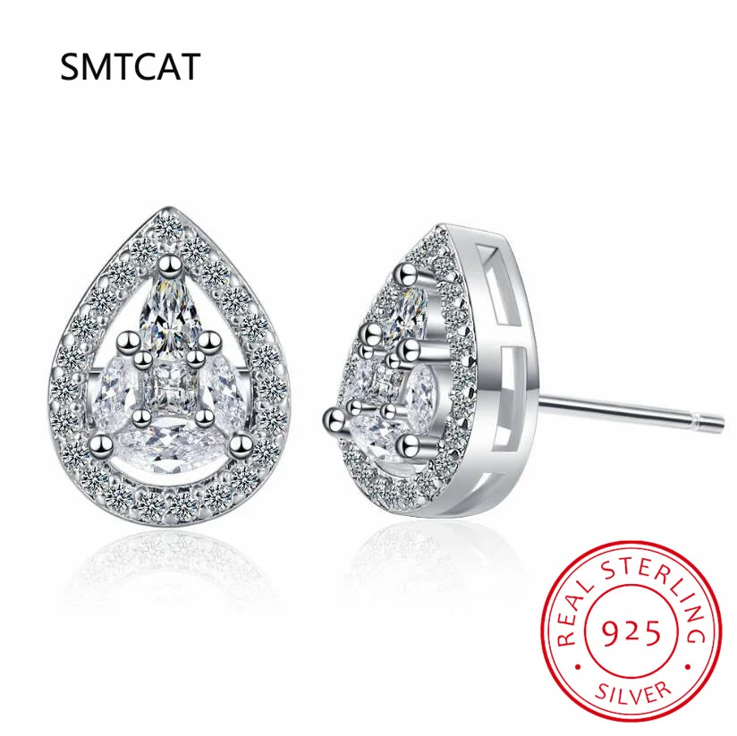 

1-4CT Pear Cut Moissanite Earring for Women Simulated Diamond S925 Silver Plated 18k Gold Waterdrop Shape Stud Ear Earring
