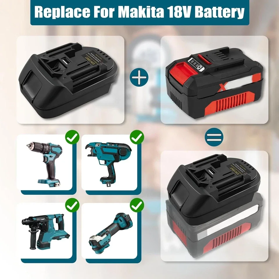 DM18M BS18MT EIN18MT Batterieadapter für Dewalt&Milwaukee/Bosch/Einhell Batteriekonverter für Makita 18V Elektrowerkzeuge – Detail 7