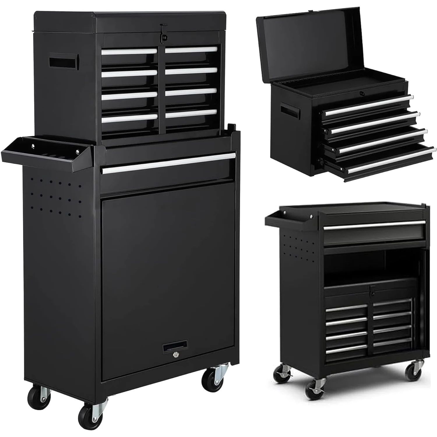 

Rolling Tool Chest with Drawers 5-Drawer Tool Chest Cabinet On Wheels Garage Workshop Organizer with Detachable Tool Box