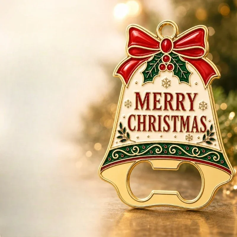 Metal Christmas Bell Shaped Bottle Opener Creative Home Beer Bottle Opener Sports Theme Decorative Gift Practical Small Tool