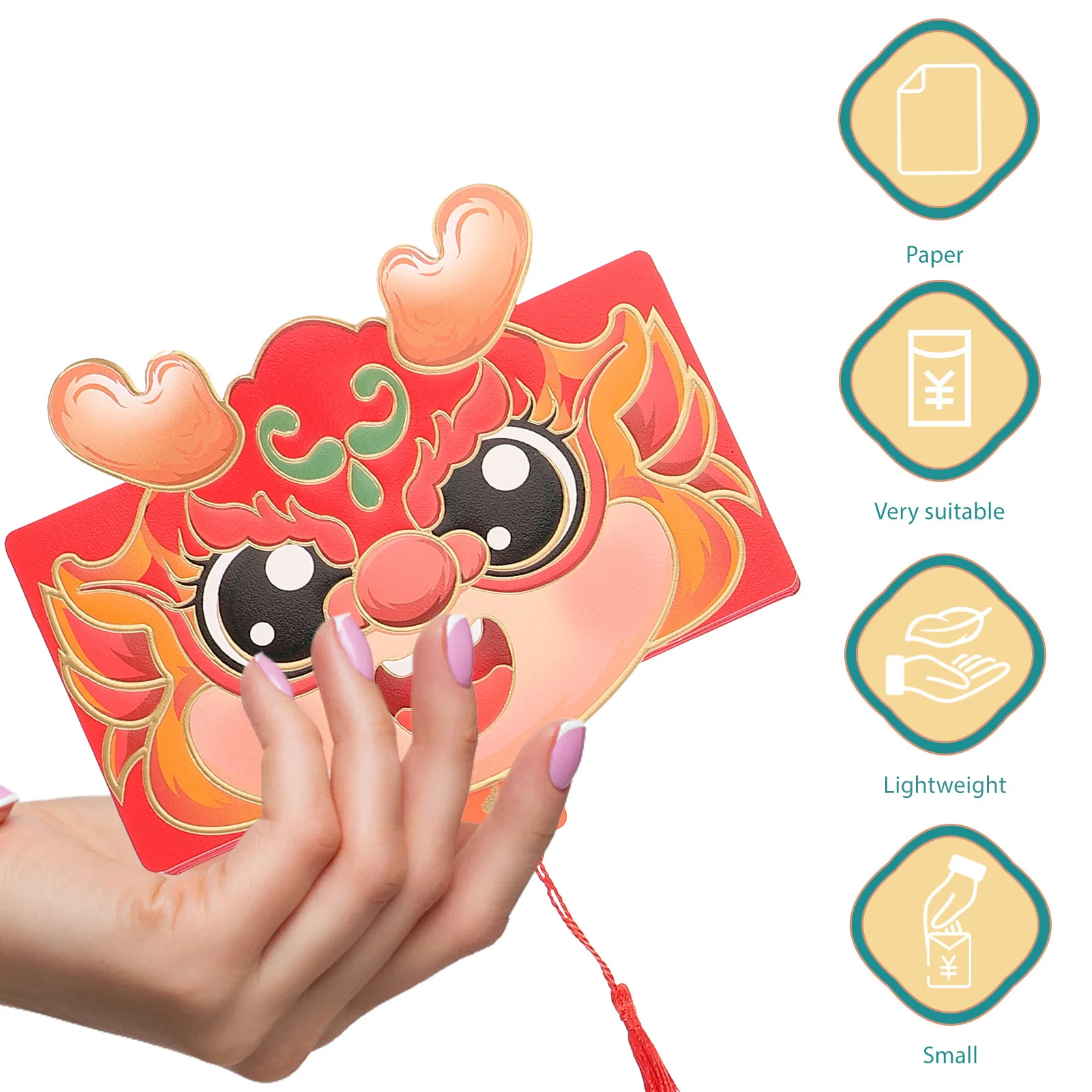 3pcs Foldable Red Envelope Chinese Style Paper Red Packets For New Year Spring Festival Lucky Money Gift Dragon Pattern 2024