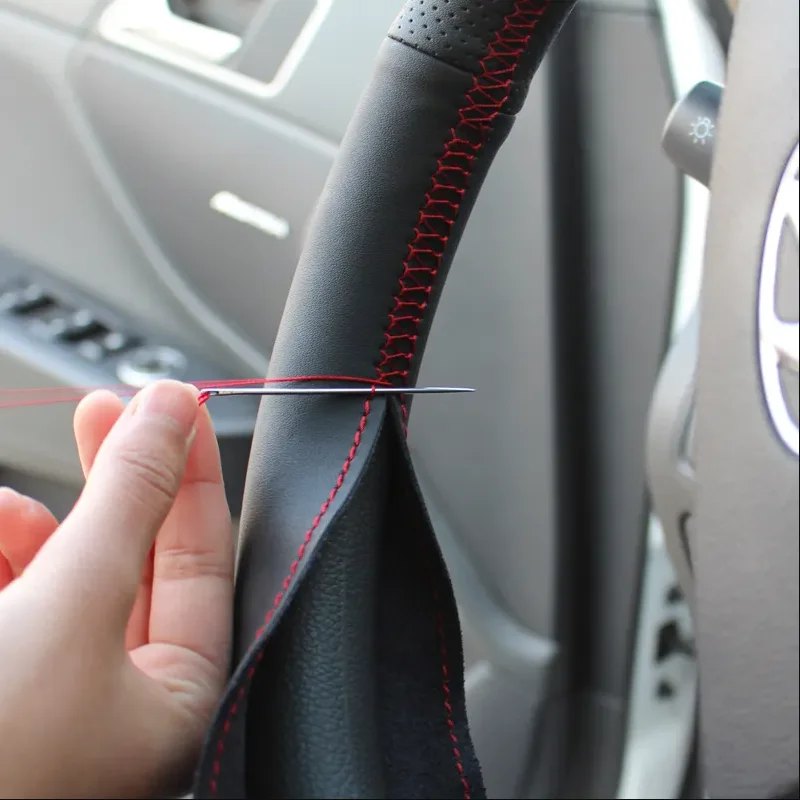 For VW Golf 4 MK4 1998-2002 2003 2004 For Passat B5 1996 -2005 Old Car Steering Wheel Cover Trim Black Leather with Green strip