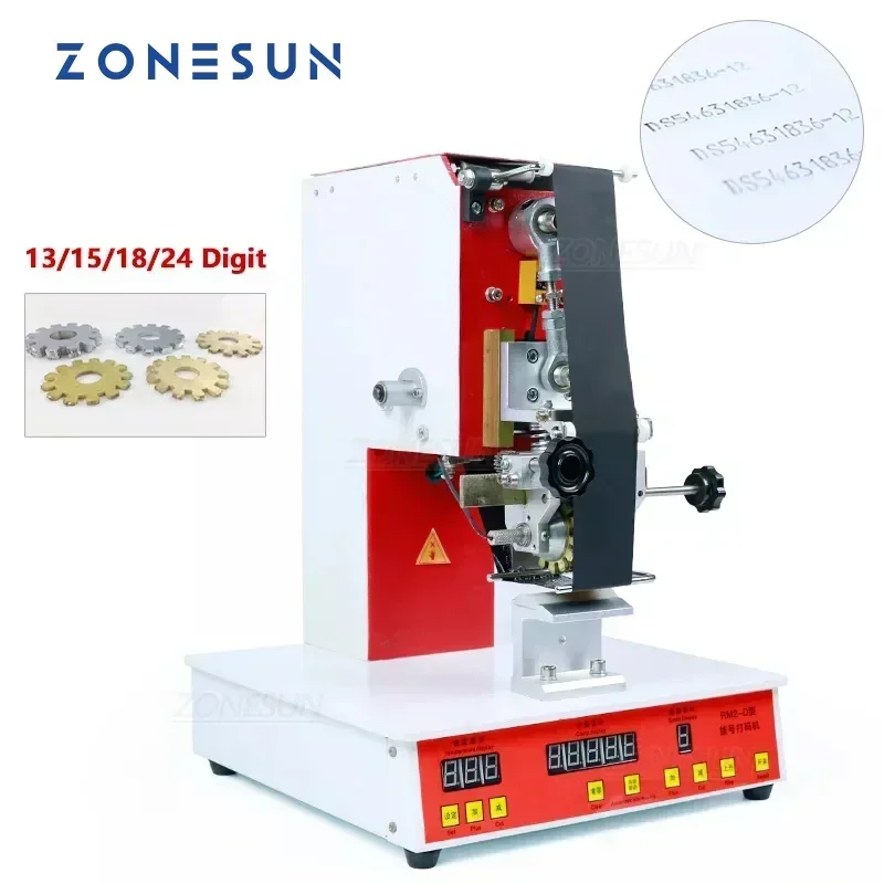 ZONESUN Rolling Ribbon Dialing Date Printing Machine Number Turning Expiration Code Date Digital Printer