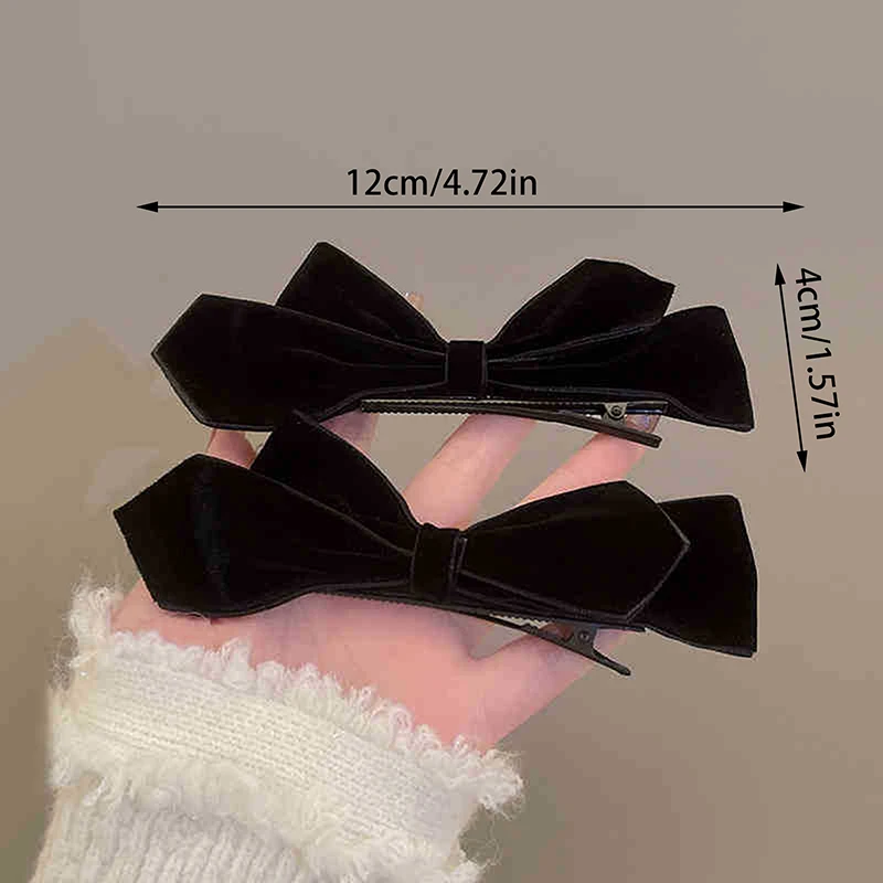 2 Stück Samt-Haarschleifen Neujahrs-Haarband für Mädchen Elegante Damen-Haaraccessoires Herbst-Winter Pony-Clips Geschenk 2 Stück/Set – Detail 7