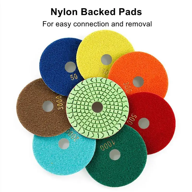 7 Stück/Set 4-Zoll Flexible Polierpads 100mm Nass-Polierpad Granit Marmor Schleifscheibe – Detail 6