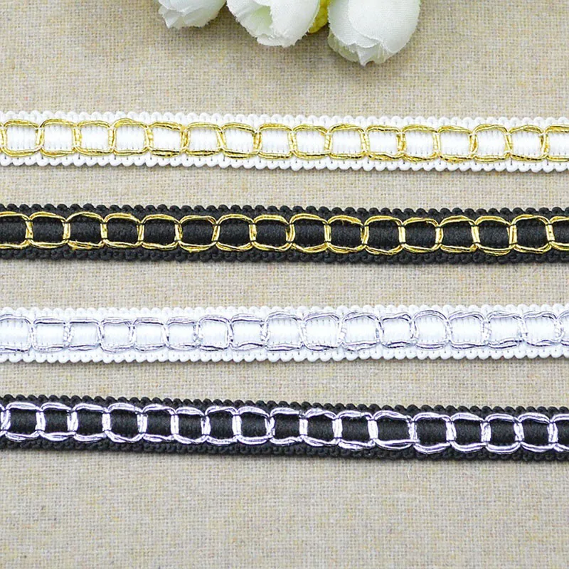 5m/16.4ft each pack Clothing Accessories lace trim Black Gold Curve Sewing Fabric Curtain HandMade DIY crafts webbing decoration