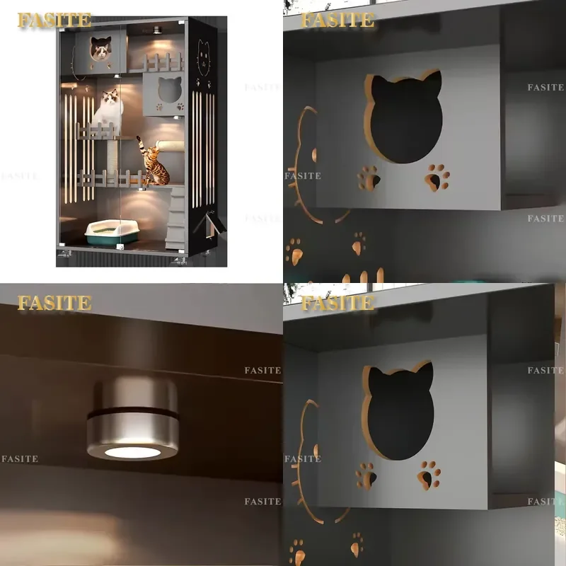 For Luxury Multi-functional Air-conditioned Cat House Large Spacious Enclosed Indoor Nest Comfortable Pet Bed