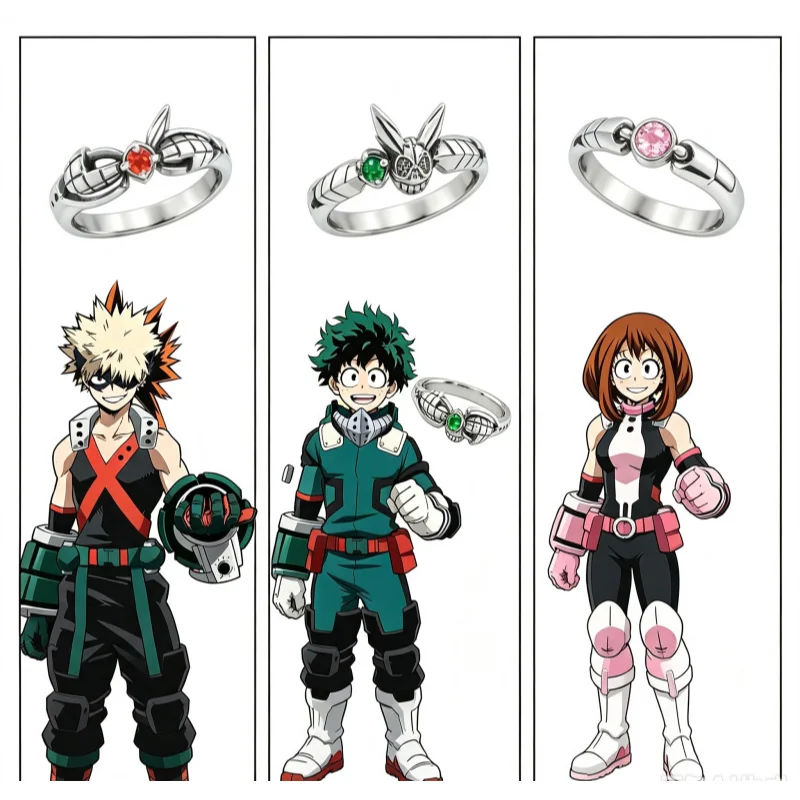 My Hero Academia Katsuki Bakugo Izuku Midoriya Ringe Anime-Zubehör Modische Cartoon-Cosplay-Accessoires Nischen-Trendgeschenke