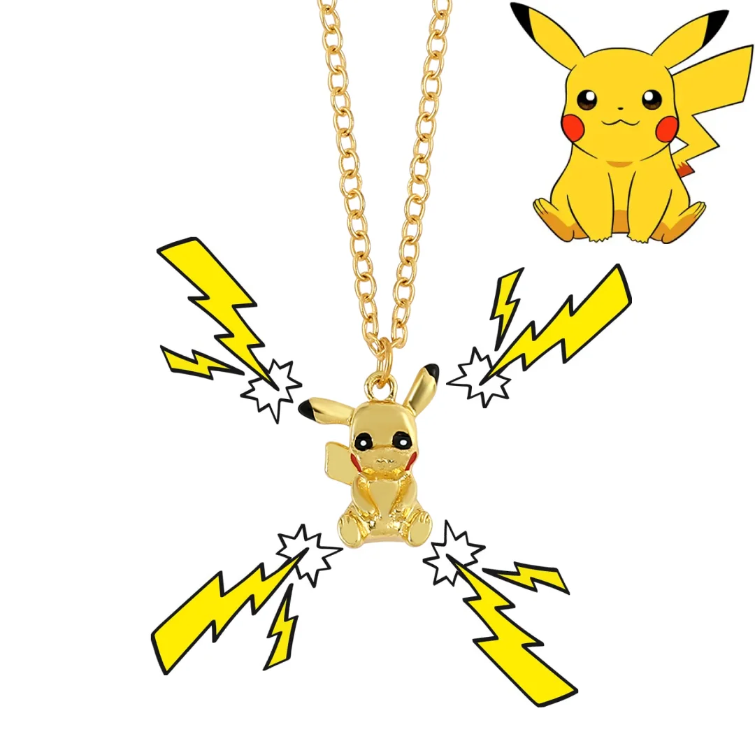 Покемон-Пикачу-мультфильм-аниме-фигурки-милый-золотой-цвет-однотонный-кулон-цепочка-на-ключицу-для-мальчиков-и-девочек-подарочные-игрушки