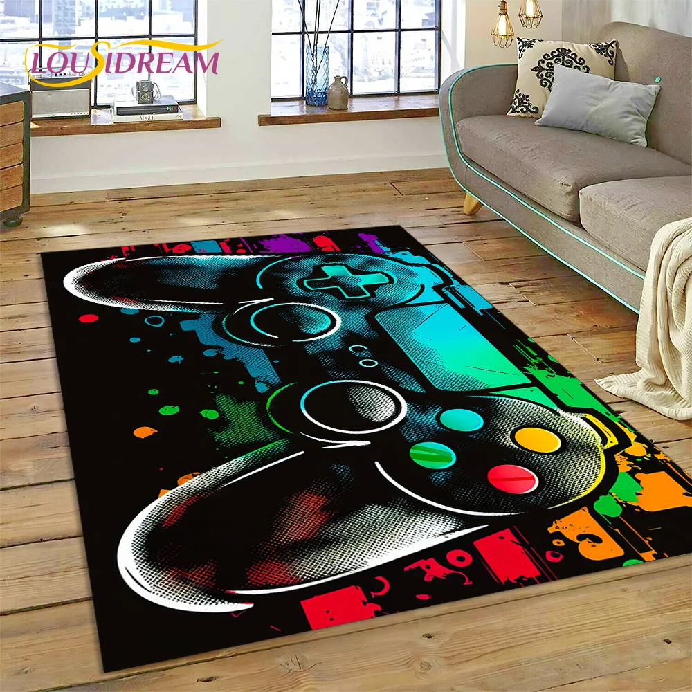 Retro Gamepad Games Console Game Jongen Cartoon Tapijt Tapijt Tapijt Voor Slaapkamer Woonkamer Bank Decoratie, Kinderen Groot Decor Vloermat