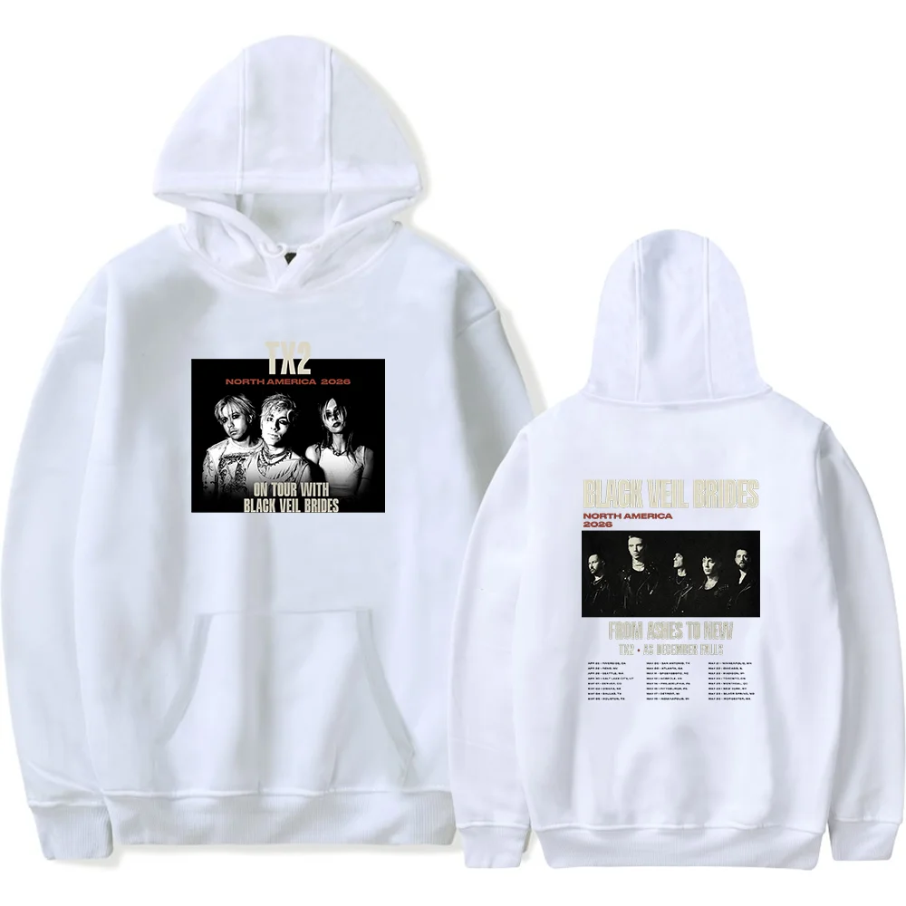 Tx2 Merch Hoodie 2026 Black Veil Brides Tour Merch Hoodie Unisex Pullover Long Sleeve Streetwear Sweatshirt for Fans