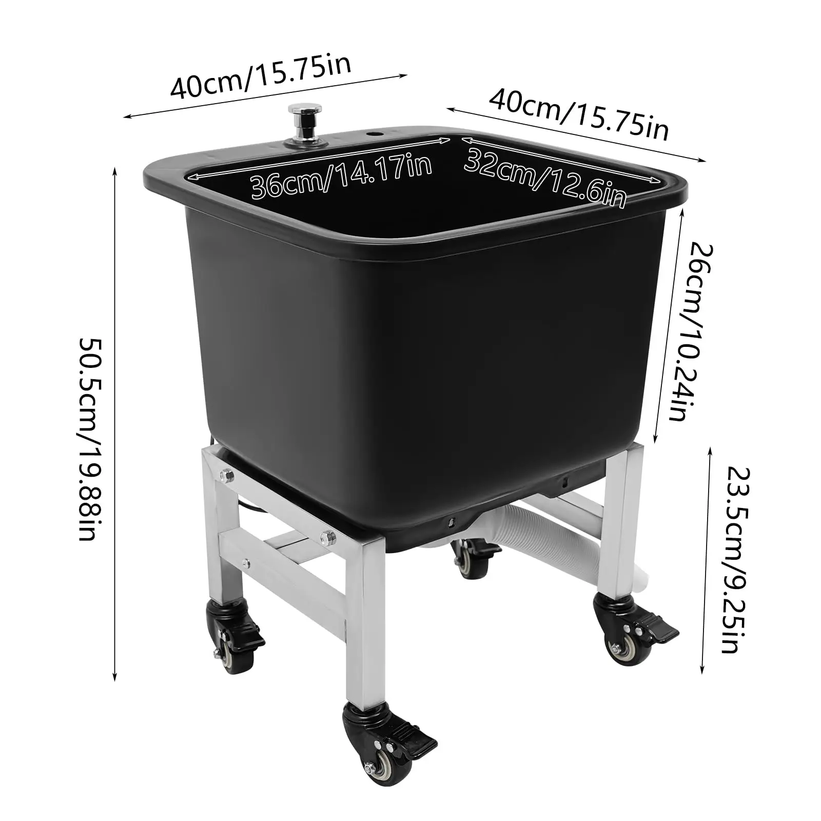 Commercial ชั้น Mop Sink พลาสติกอิสระ Mop อ่างล้างหน้าลูกกลิ้ง 15.8*15.8*19.9 "ยูทิลิตี้ในร่มกลางแจ้ง Mop Sink บริการ Ba