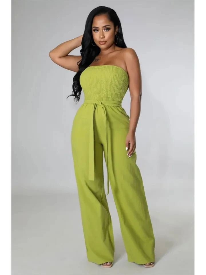 Sexy Off-the-shoulder Women's Jumpsuit 2025 Summer New Slim Chic Elegant And Fashion  Lace-up Jumpsuit Female Street Clothing