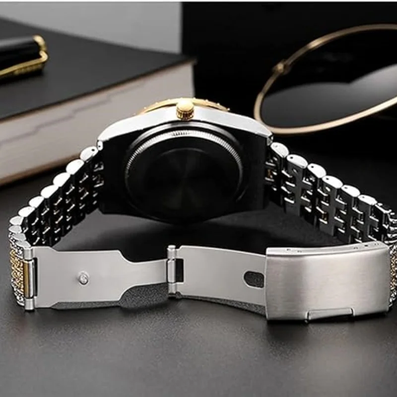 Luxury alloy watch band for men Roman scale Diamond setting Fashion trend Quartz watch for Business activity