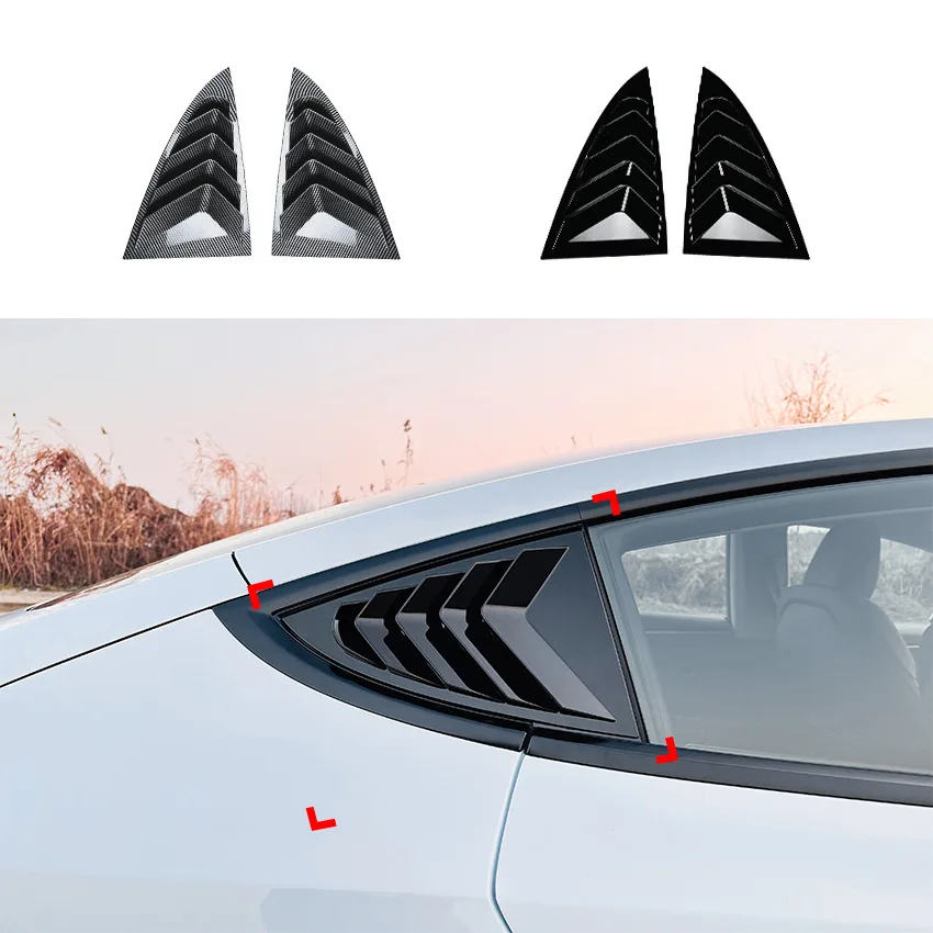 Car Rear Window Shutter Cover Trim For Tesla Model 3 2024+Glossy black/Carbon Fiber look  Car Styling