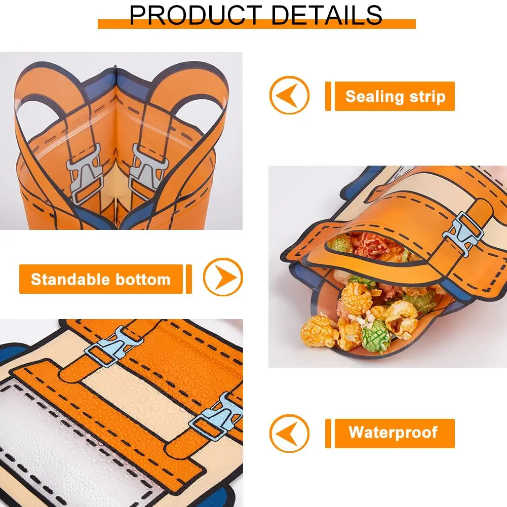 1–50 Stück große Goodie-Taschen, niedlicher Cartoon-Geburtstagsrucksack mit Griff oben für Kinder, Snack-Süßigkeitentüte für Halloween-Partygeschenke – Detail 1