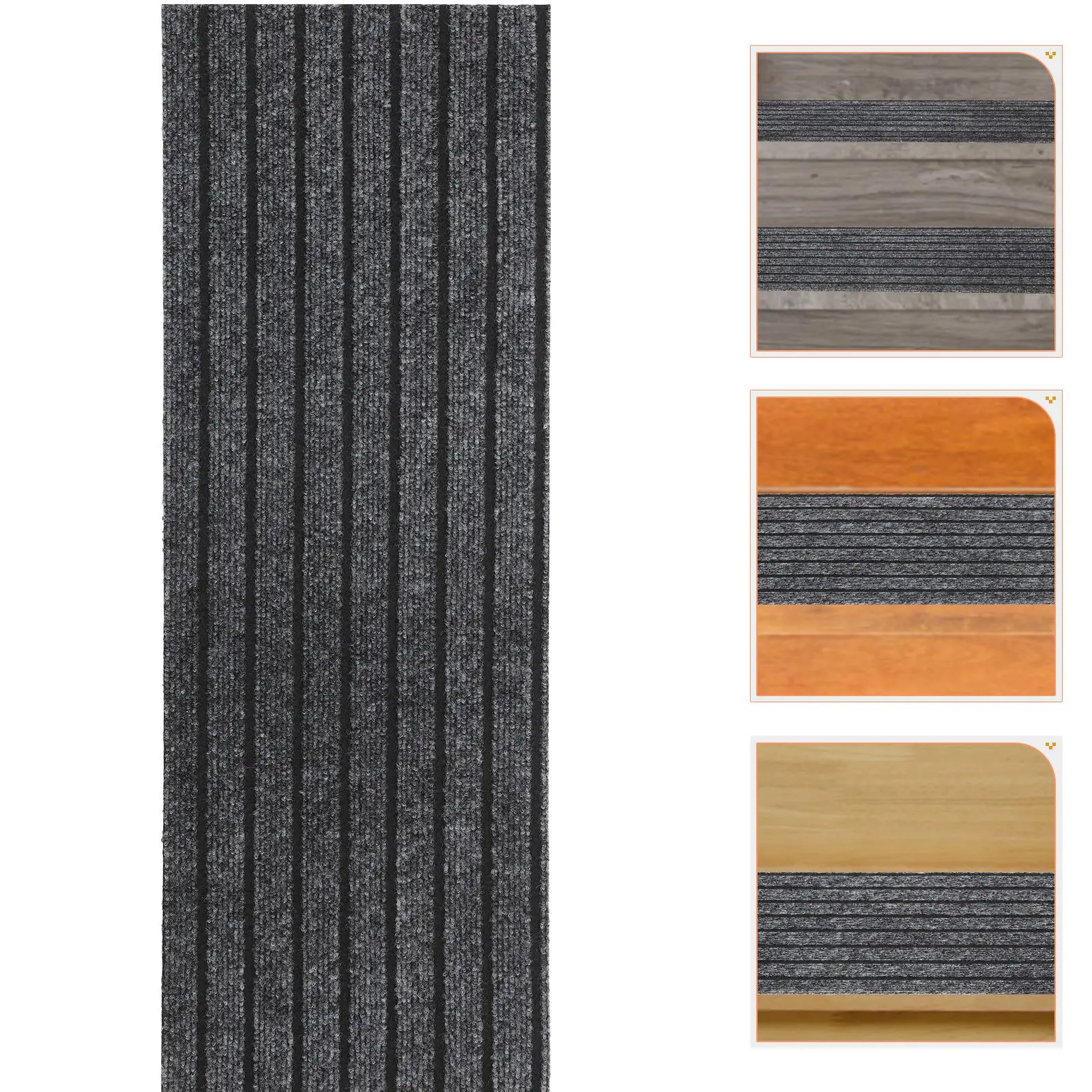 Stair Tread Carpet 26x75cm Deep Gray Non Slip Mat Stairs Staircase Mats Step Tape Reusable Durable Home Safety Kids Dogs