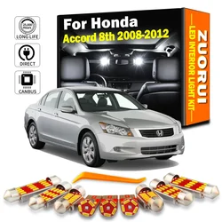 ZUORUI 17Pcs Canbus LED Interior Reading Light Kit For Honda Accord 8 VIII MK8 8th Gen 2008 2009 2010 2011 2012 Sun Visor Bulbs