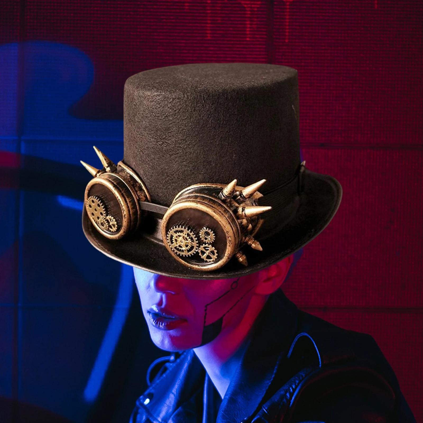 Men Women Steampunk Top Hat Brown Headwear Fedora for Cosplay Novelty Item