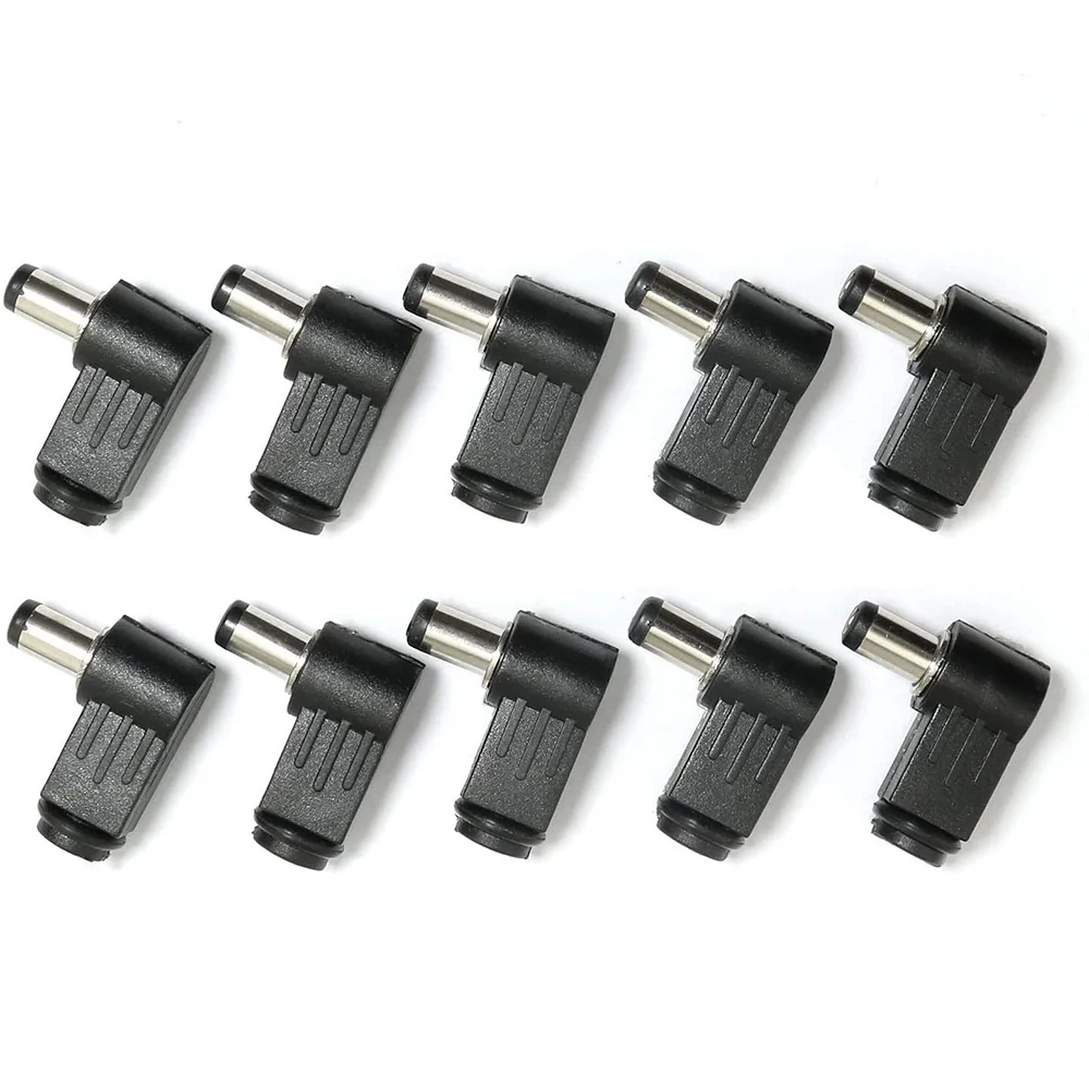 10PCS 90 Degree Right Angle 2.5X5.5mm 2.5mm DC Power Cable Male Plug Socket Soldering Cord Tip Adapter Connector,