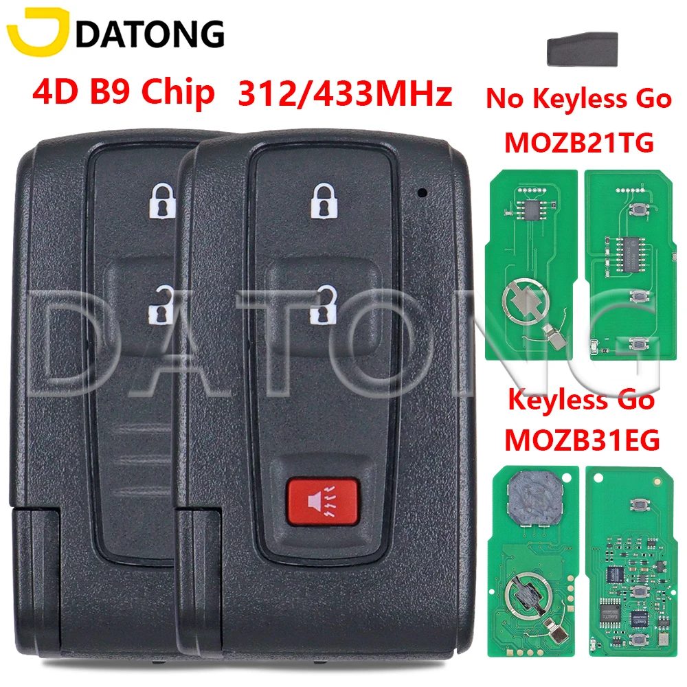 Datong World MOZB21TG MOZB31EG 4D B9 Chip 312ASK 433ASK Smart Card Car Remote Key For Toyota Prius 2004-2009