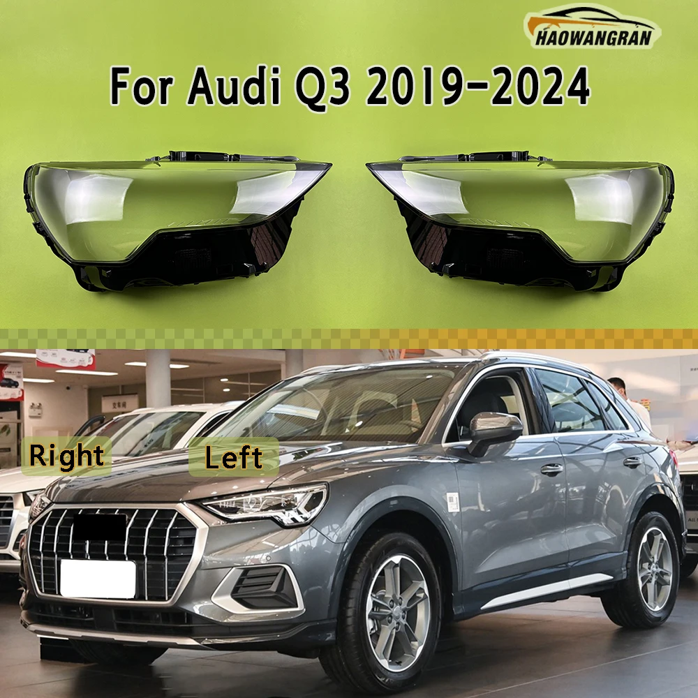 

For Audi Q3 2019 2020 2021 2022 2023 2024 Headlight Cover Transparent Lampshade Headlamp Shell Replace Original Lens Plexiglass