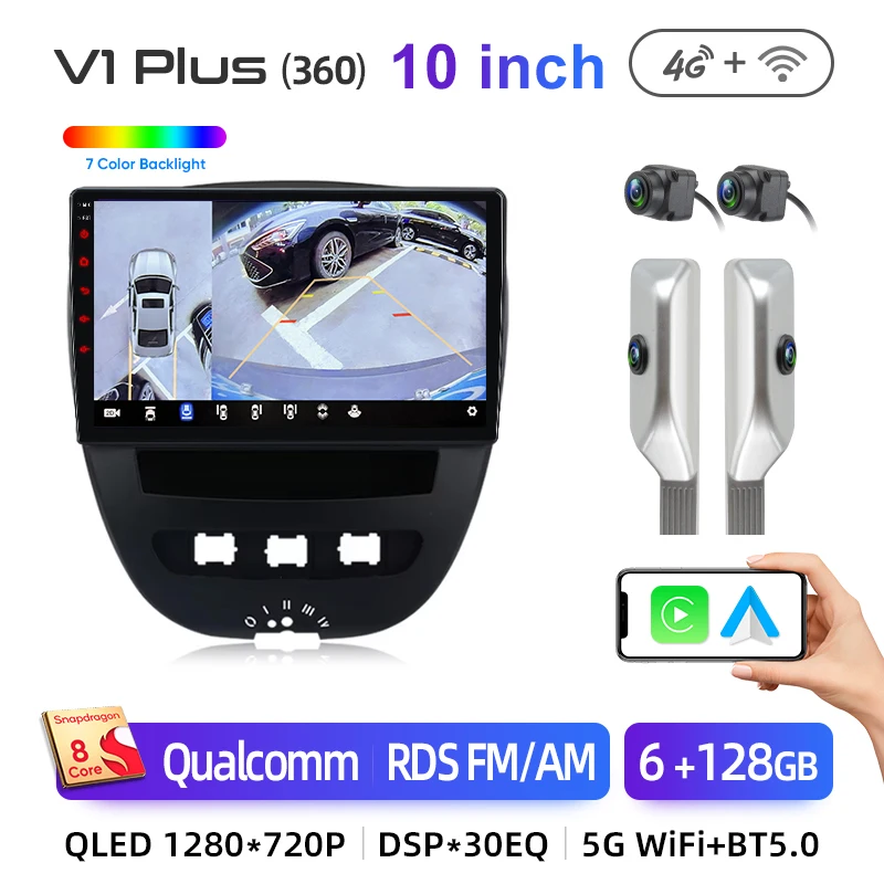 Junsun Draadloze CarPlay voor Apple Auto Radio Stereo voor Peugeot 107 Toyota Aygo Citroen 2005-2014 GPS TouchScreen multimedia