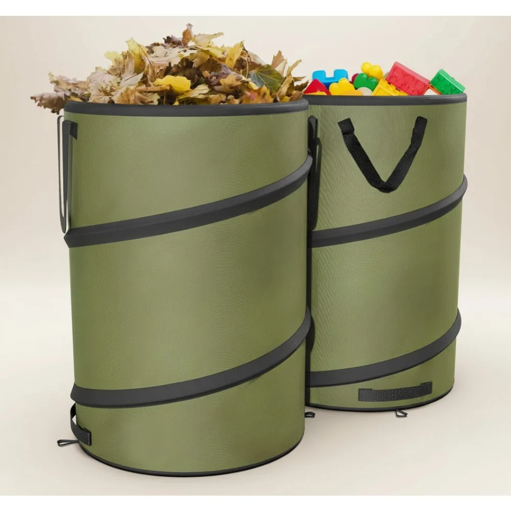 

2-Pack 30 Gallon Collapsible Pop-Up Trash Can for Camping, RV, Gardening & Lawn Waste