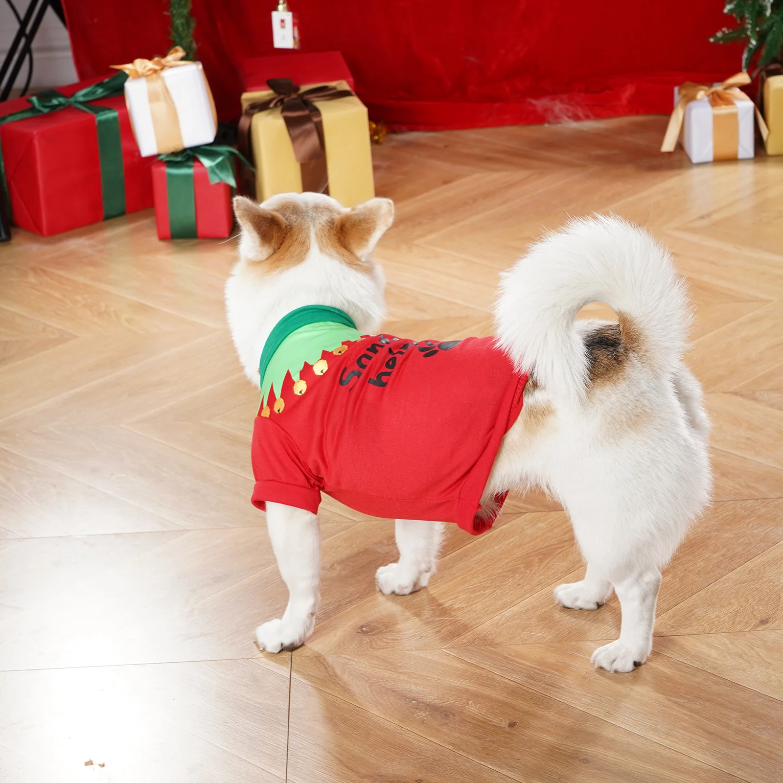 Camisa con tema navideño para cachorros, ropa de una pieza de manga corta para perros, Festival, Gog, ropa de vestir para perros pequeños y mediados de invierno