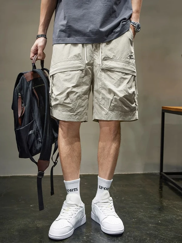 

Large Size Ice Silk Qui Dry Loose Fit Men's Workwear orts with Multiple kets Summer Spor Casual Five-Quarter Pants